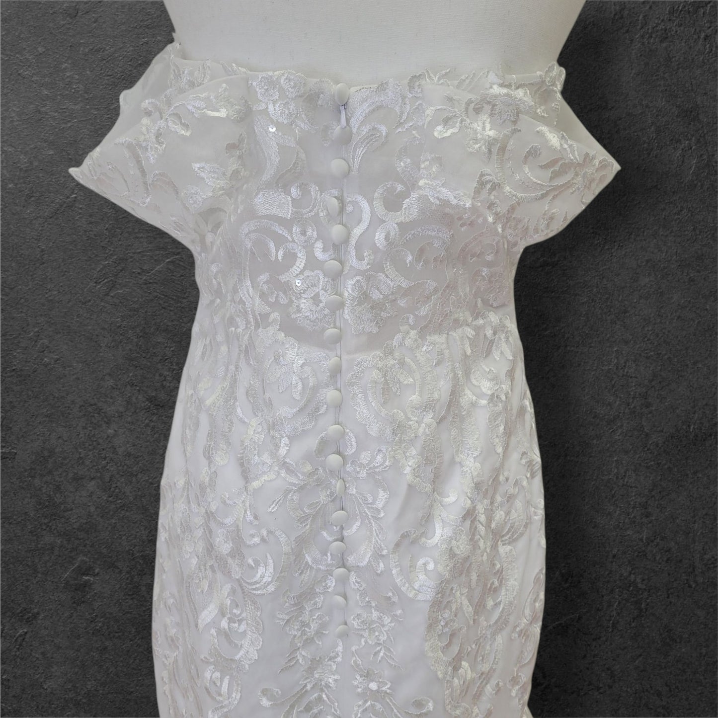 Off Shoulder Trumpet Wedding Dress with Train and Corset