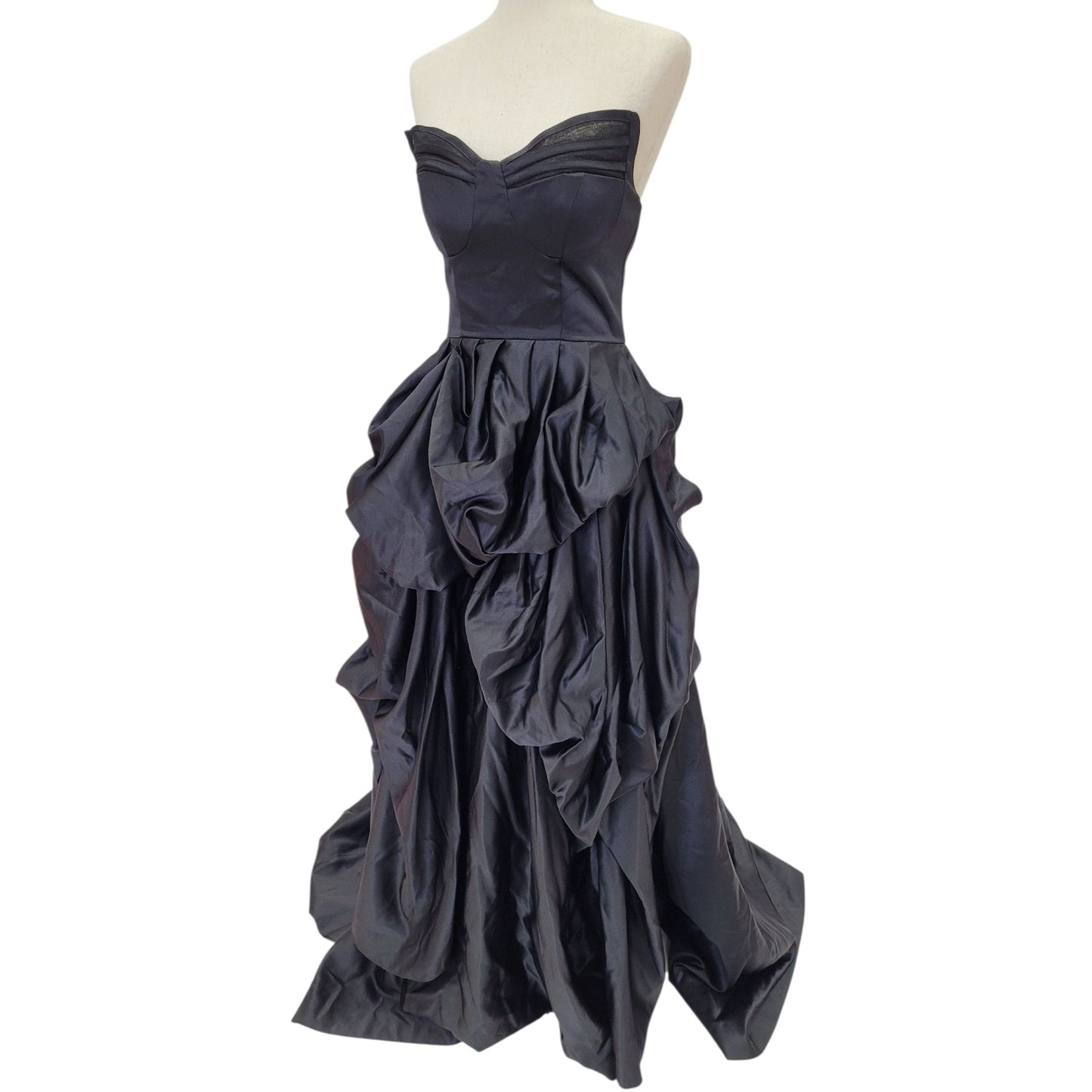 Stunning Strapless Black Satin Ball Gown with Pickups