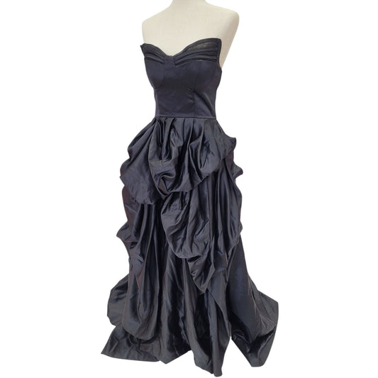 Stunning Strapless Black Satin Ball Gown with Pickups