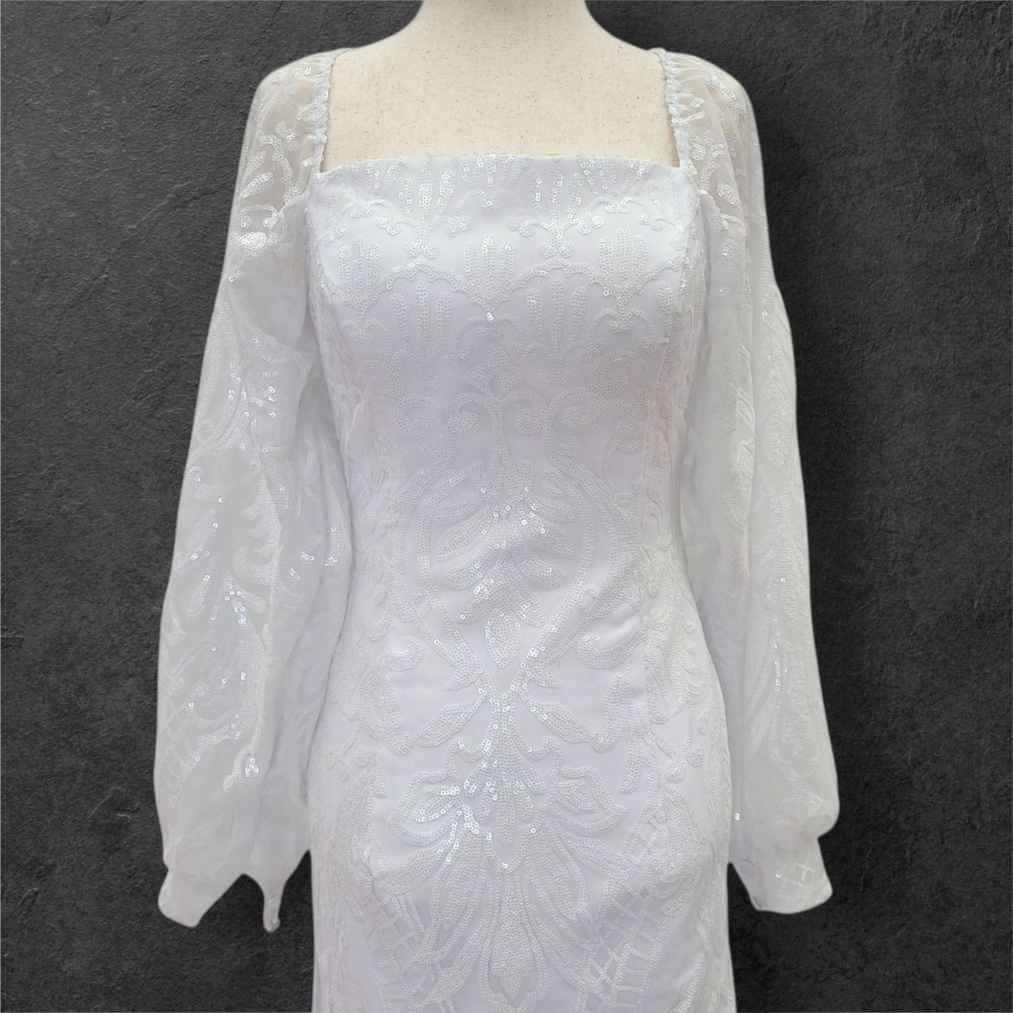 Fitted Sheath Wedding Dress with Patterned Sequins