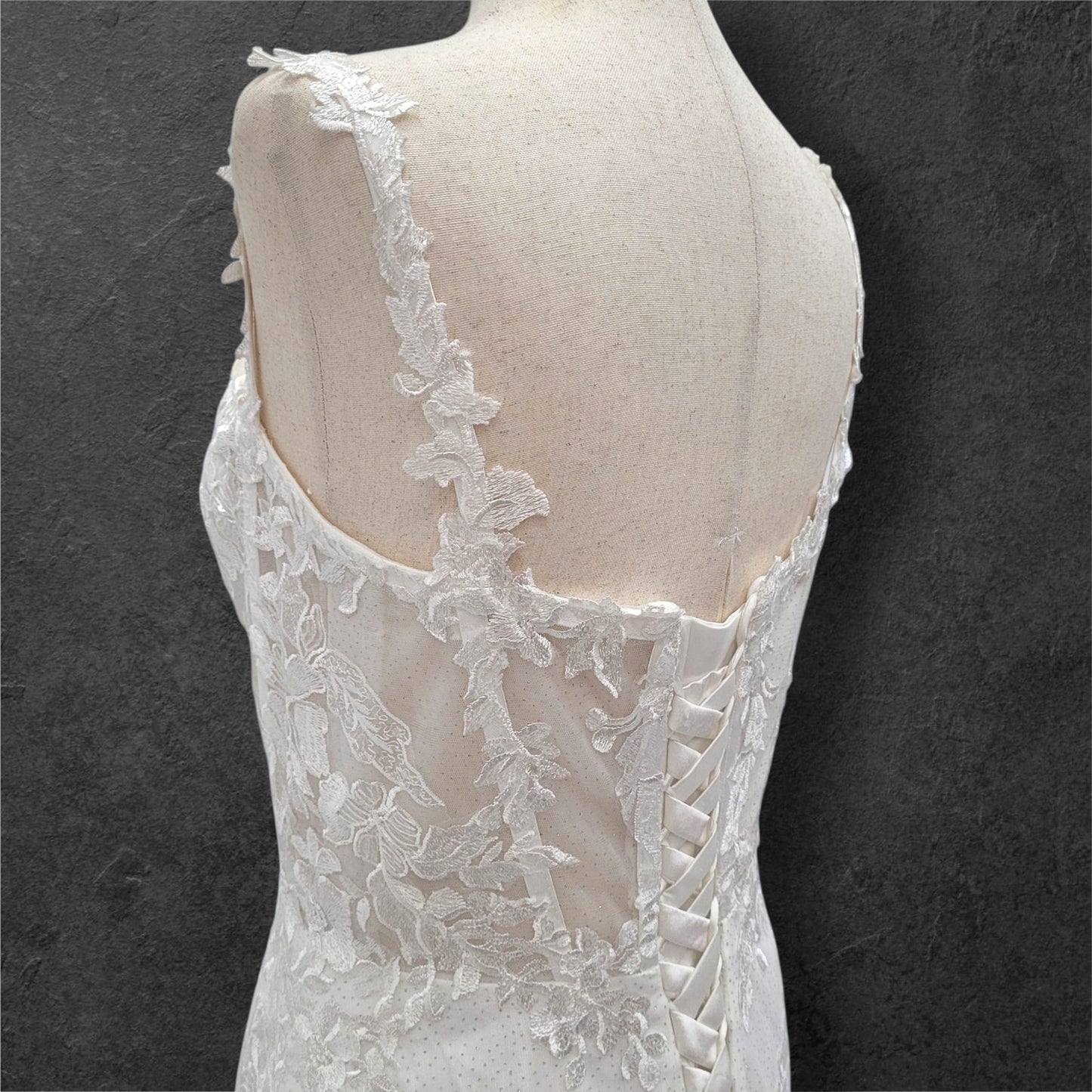 Trumpet Style Wedding Dress with Floral Appliques and Corset Back