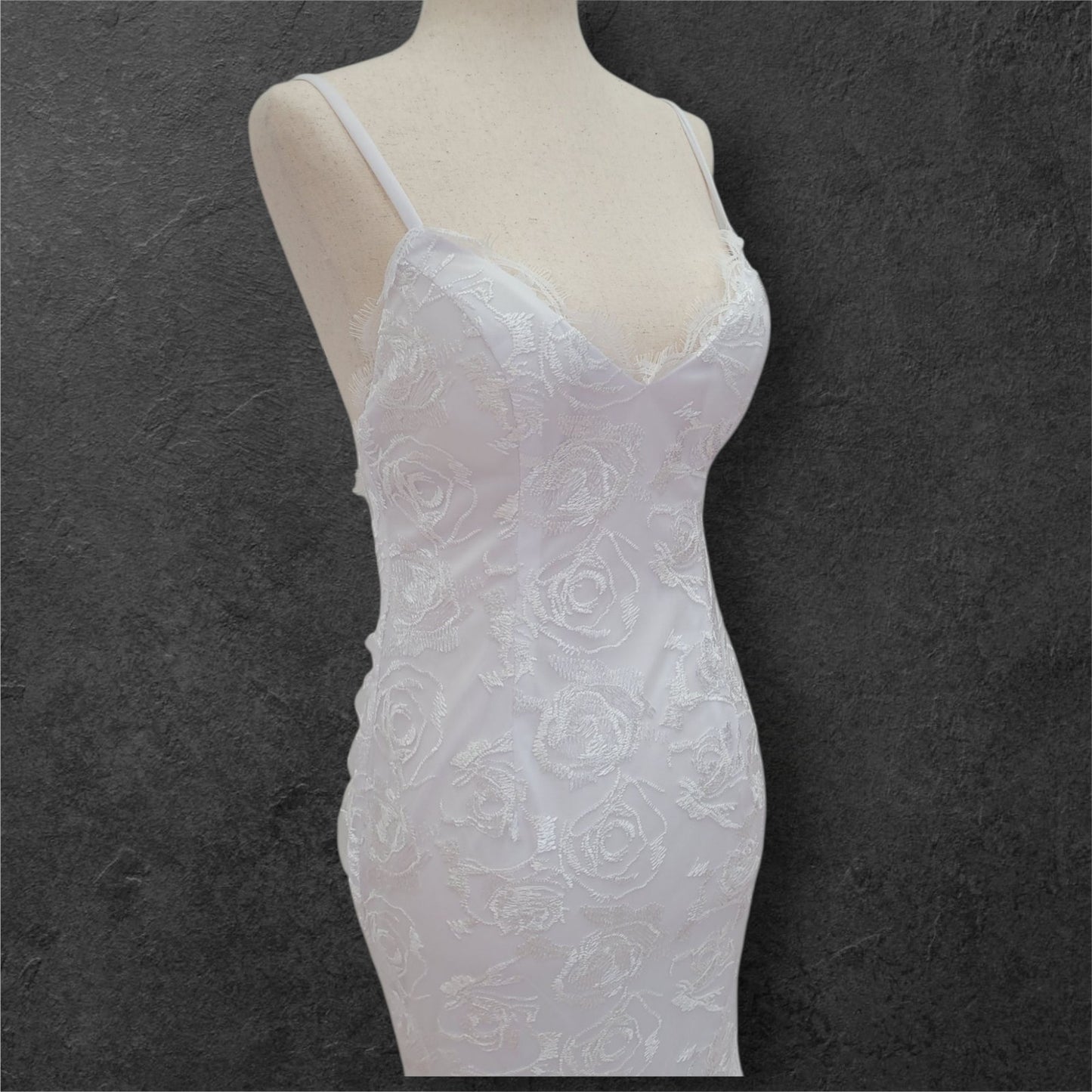 Beautiful Destination Wedding Dress with Rose Design and Low Back