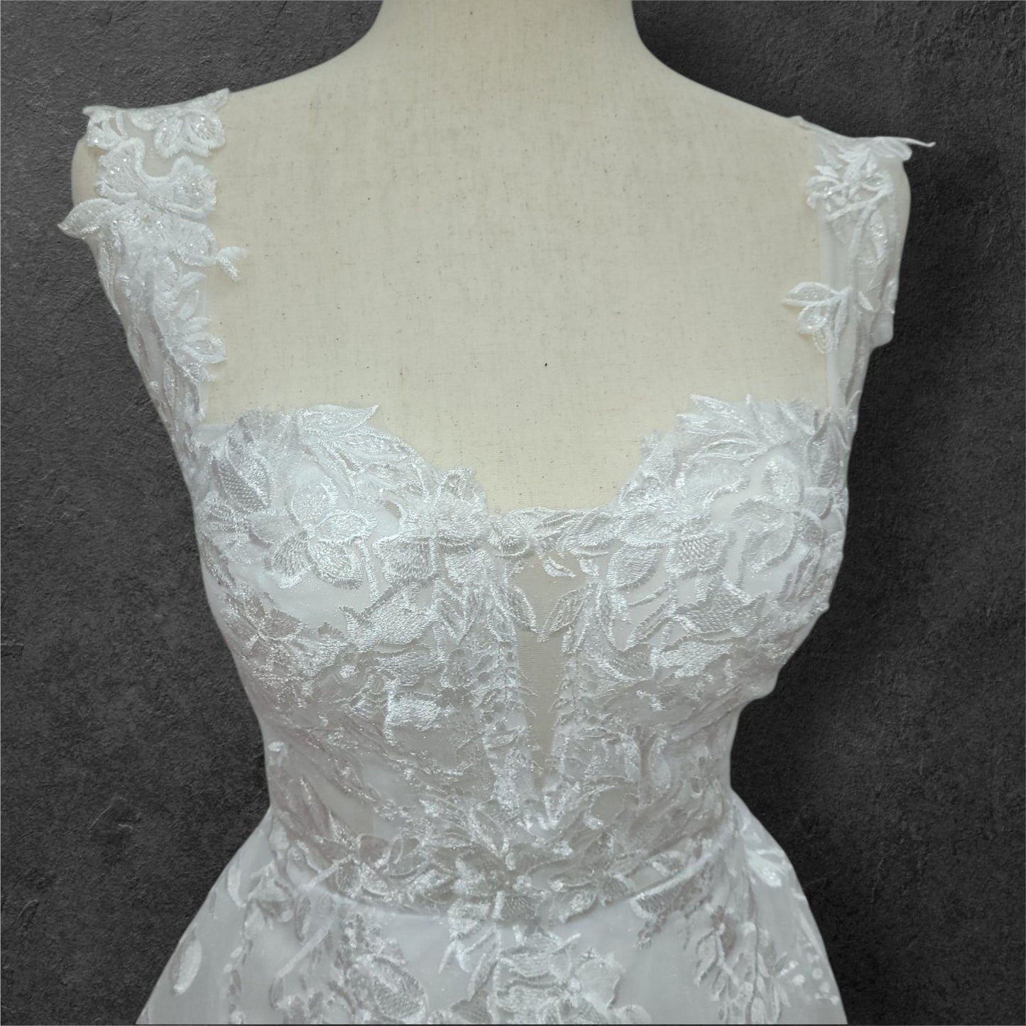 A Line Tulle Wedding Dress with Wide Sweetheart Neckline