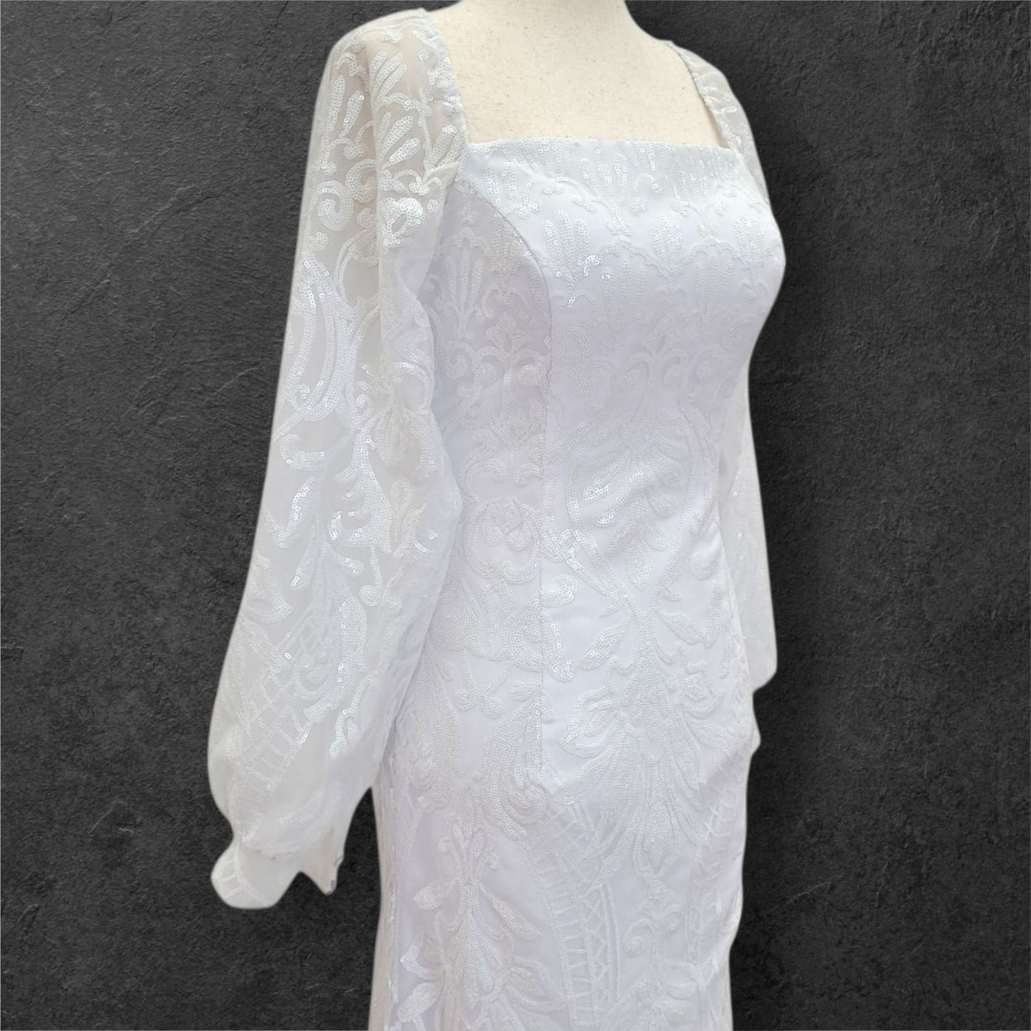 Fitted Sheath Wedding Dress with Patterned Sequins