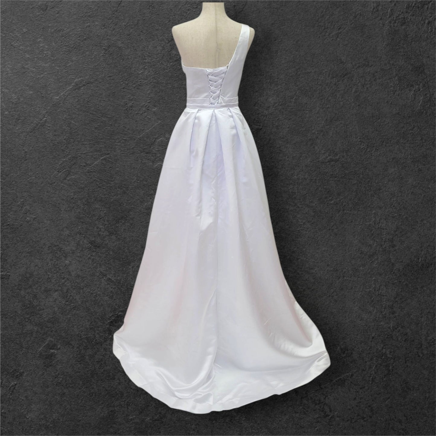 One Shoulder Satin Wedding Dress with Detachable Skirt