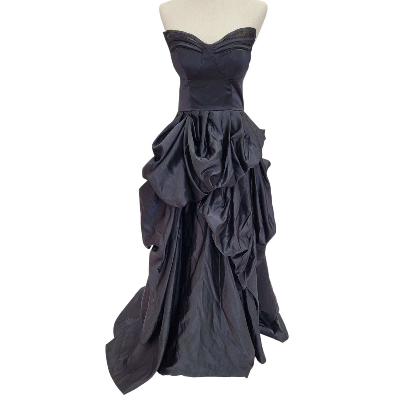 Stunning Strapless Black Satin Ball Gown with Pickups