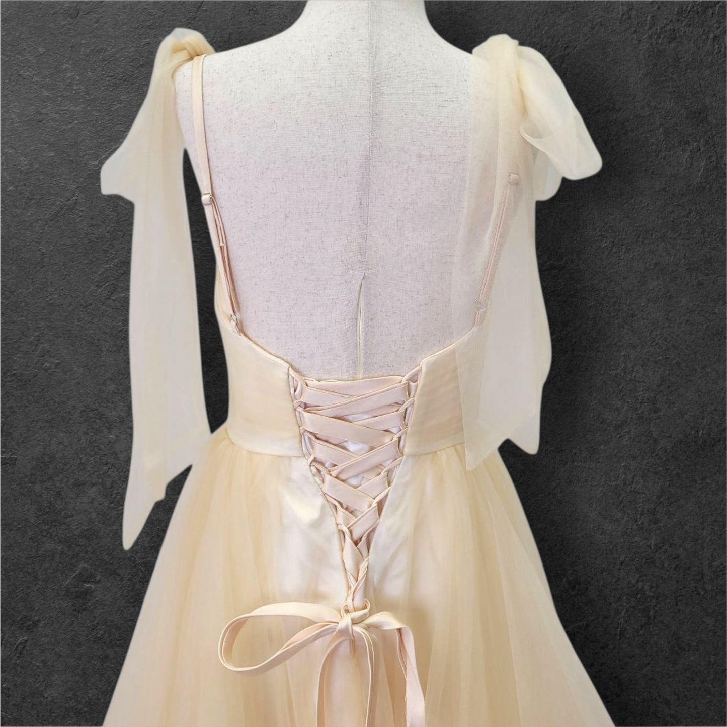 Champagne Tulle Ballgown Wedding Dress with Multi-Layered Skirt