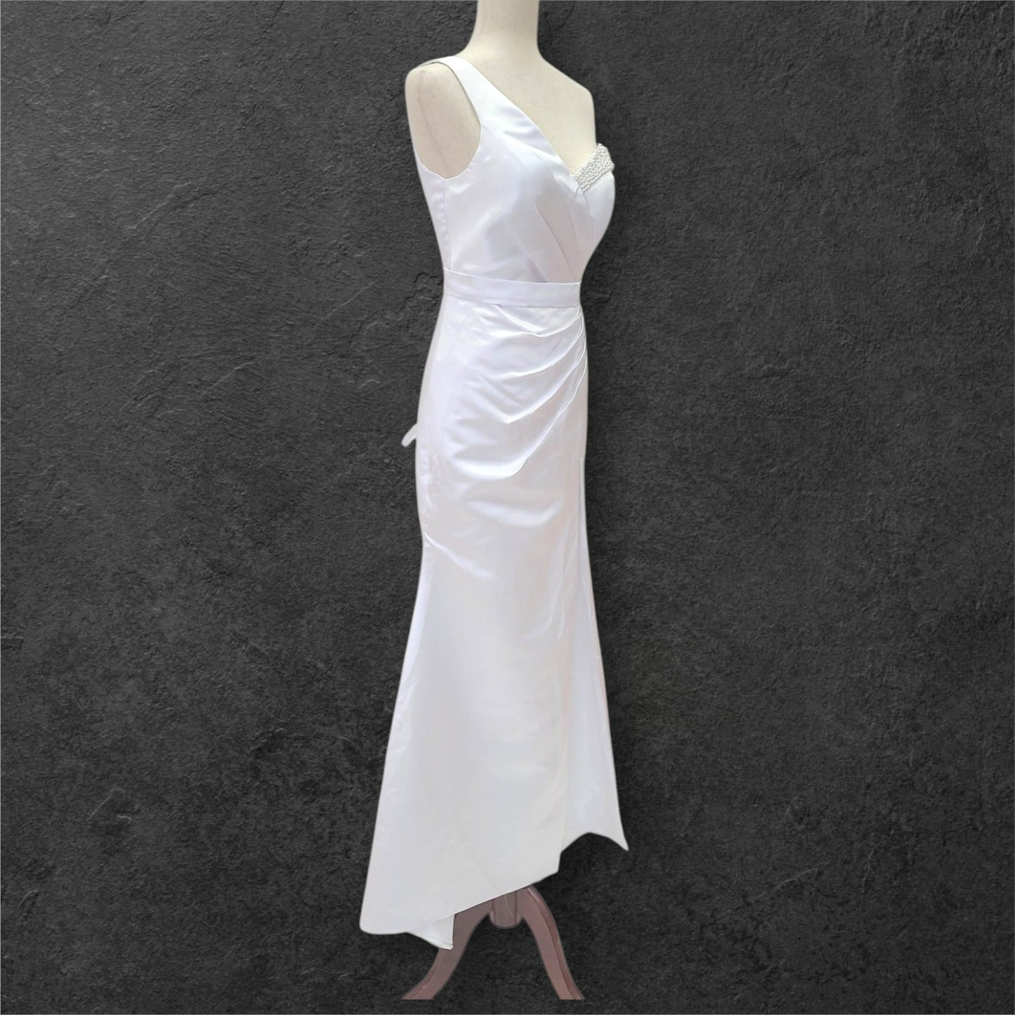 One Shoulder Satin Wedding Dress with Detachable Skirt