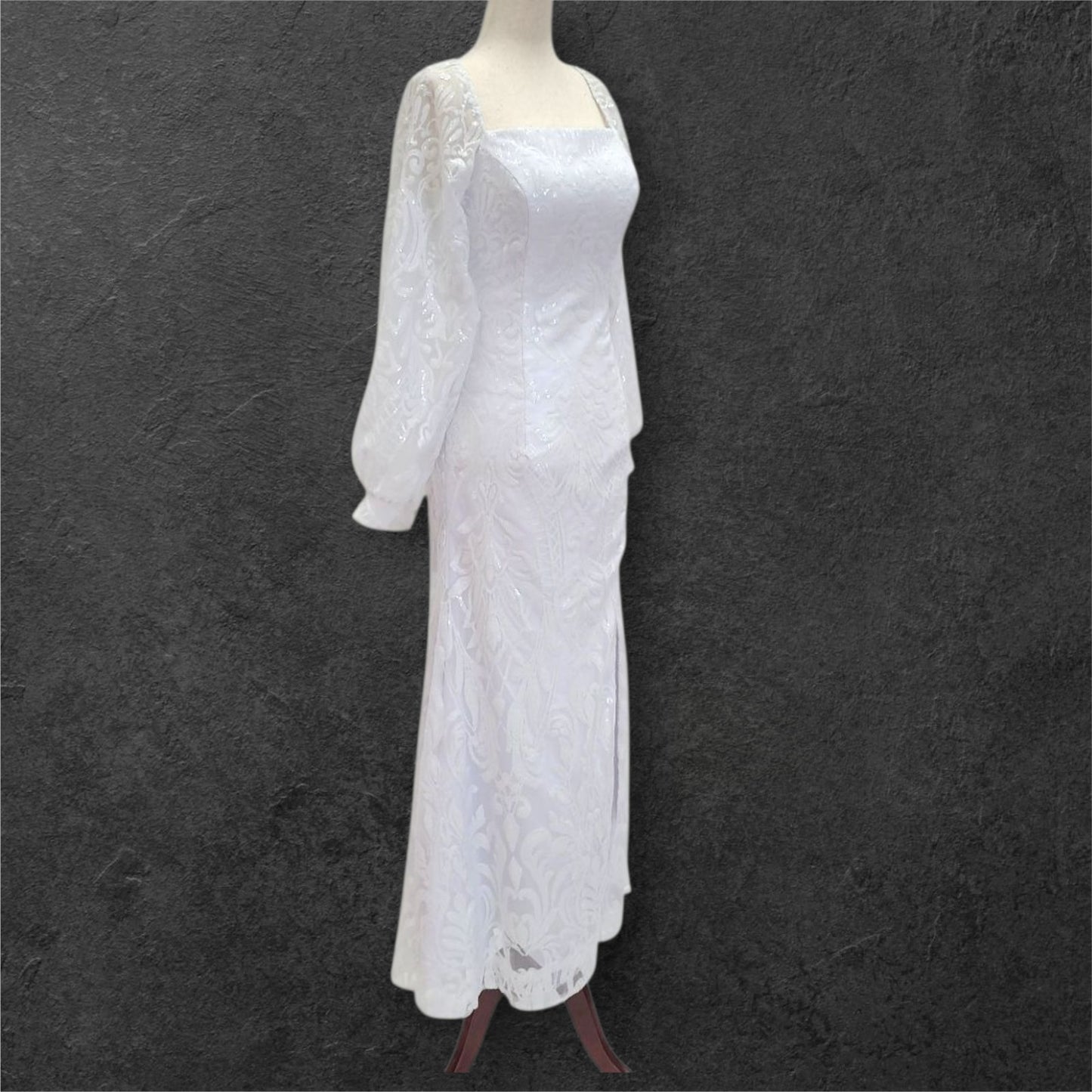 Fitted Sheath Wedding Dress with Patterned Sequins