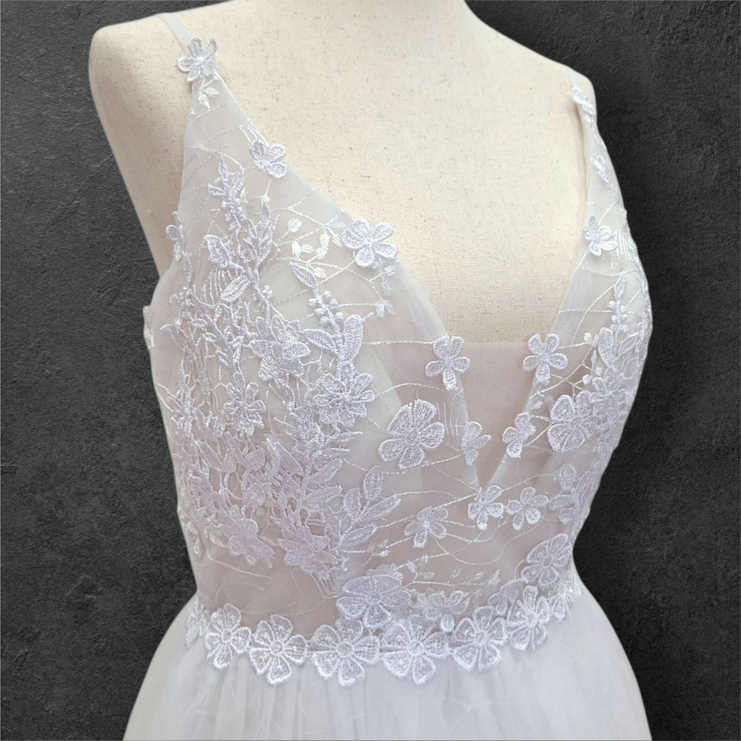 Floral V-Neck Wedding Dress