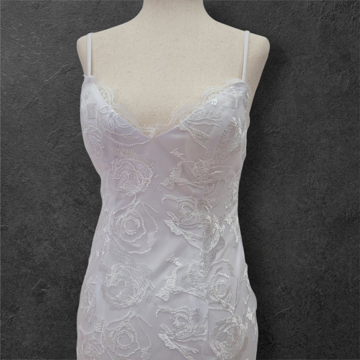 Beautiful Destination Wedding Dress with Rose Design and Low Back