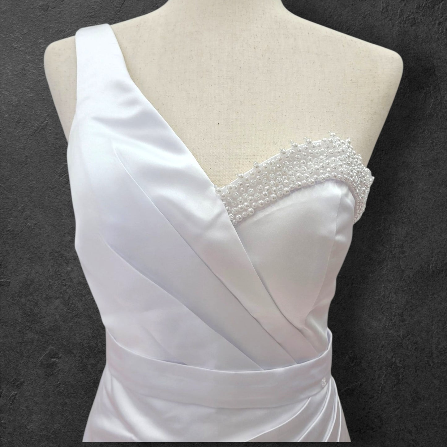 One Shoulder Satin Wedding Dress with Detachable Skirt