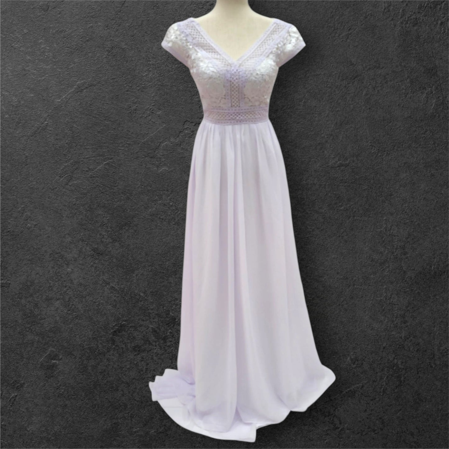 Cap Sleeve Chiffon Wedding Dress with Detailed Bodice