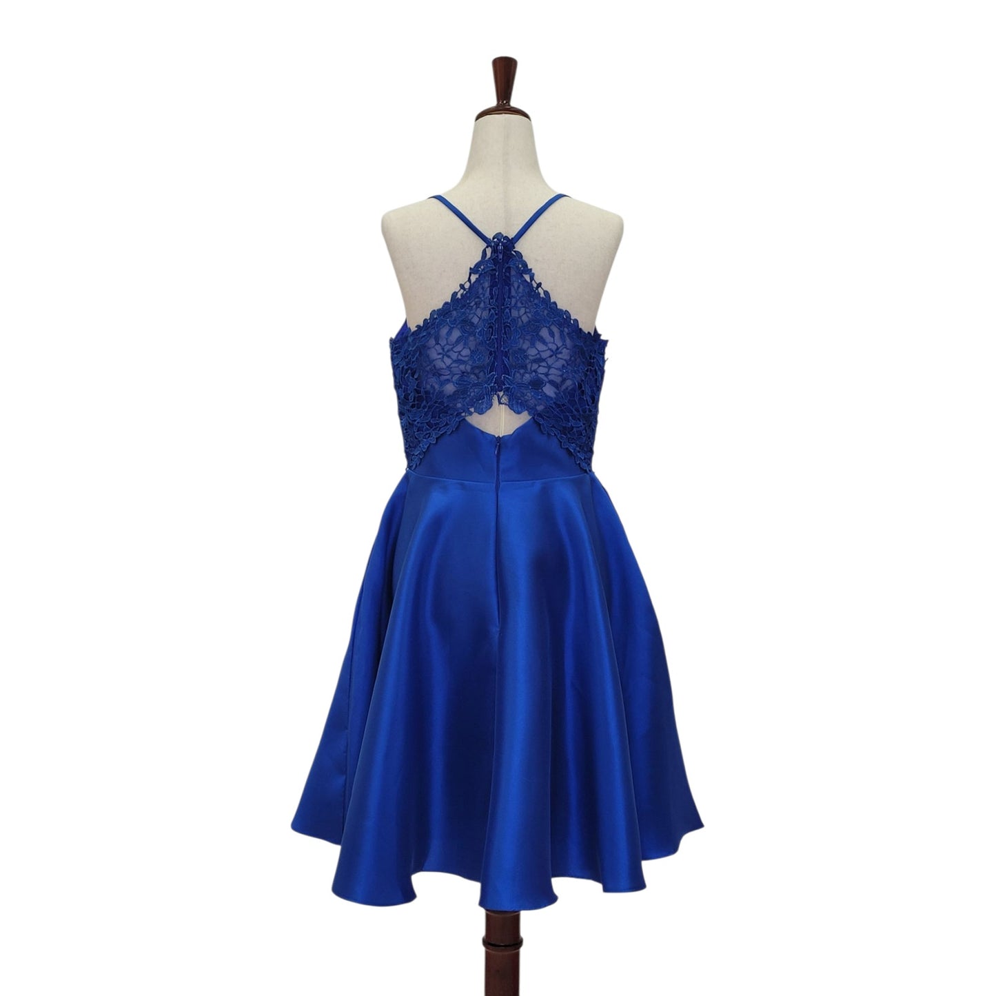 Royal Blue Cocktail Dress with Lace Back and Cutout