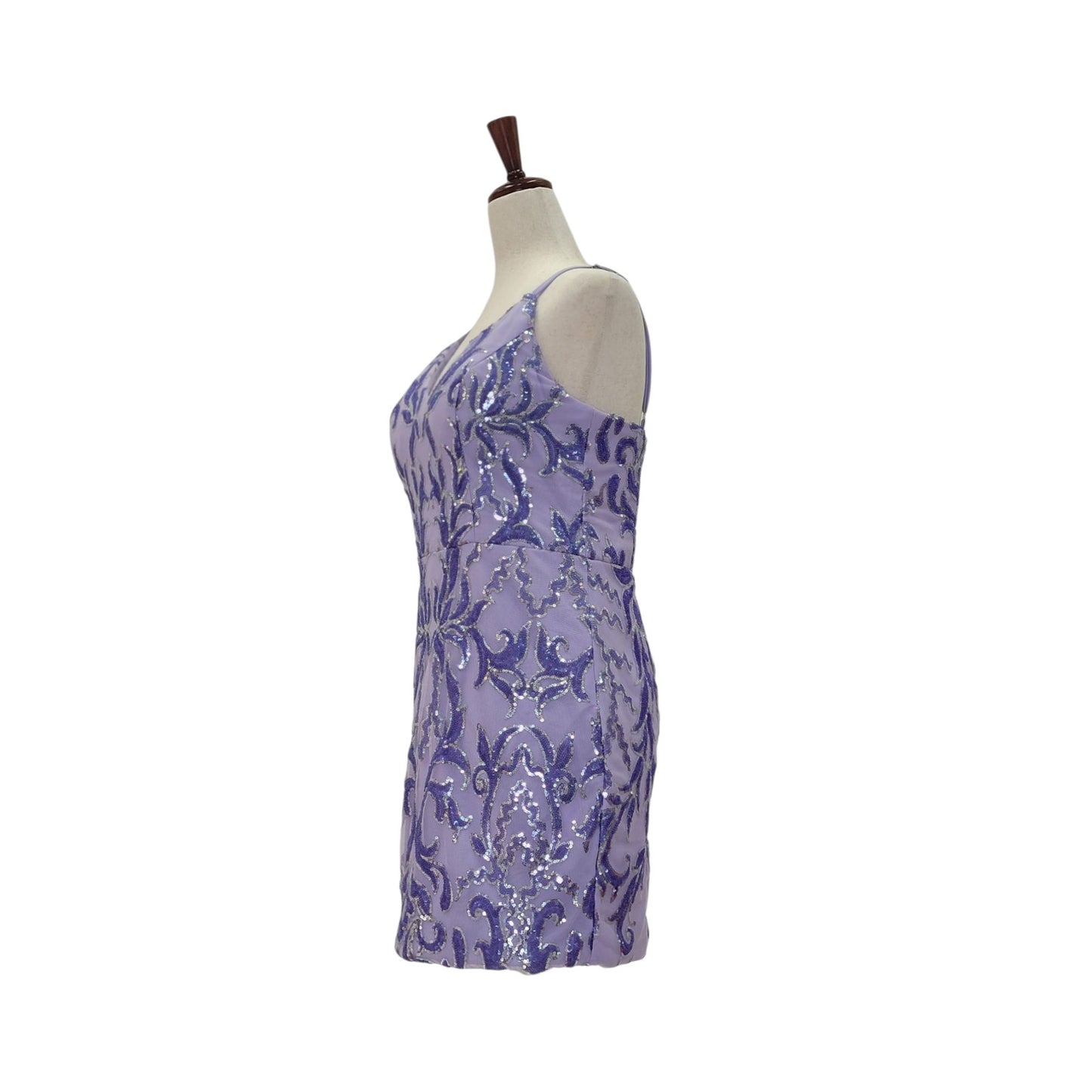 Women's Short Purple Sequin Patterned Dress