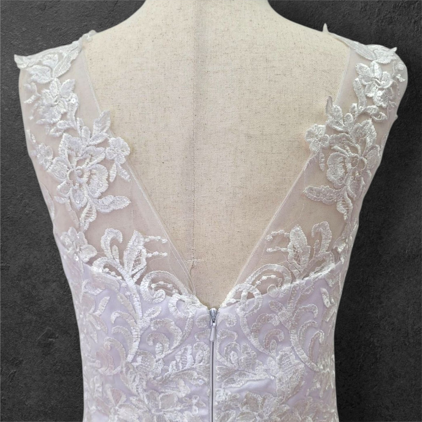 Drop Waisted A Line Wedding Dress with V Neck