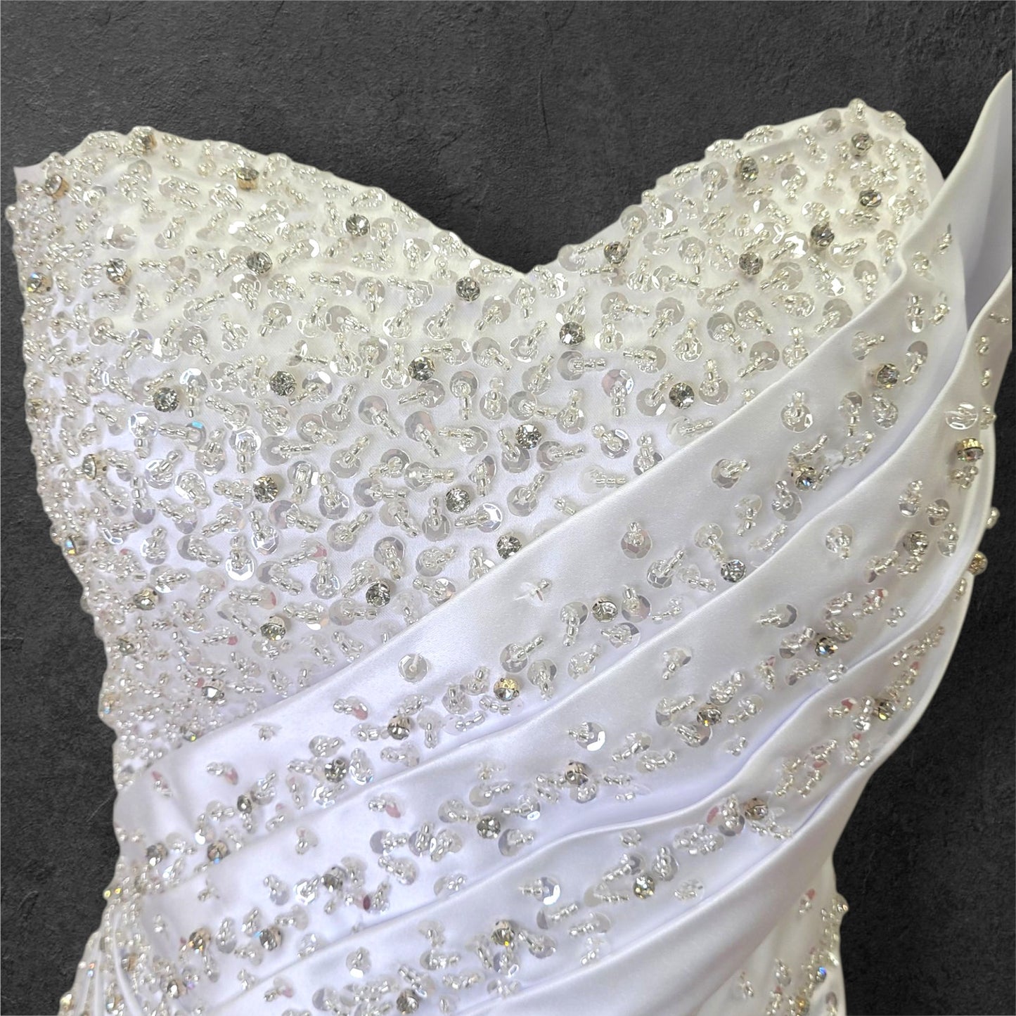 Stunning Strapless Satin Gown with Detachable Skirt