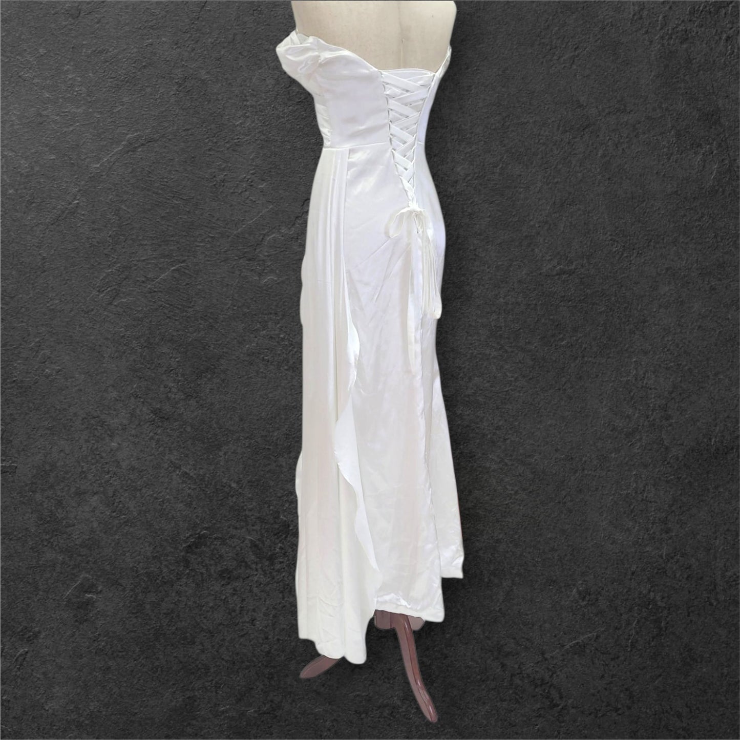 Off Shoulder Satin Wedding Dress with Corset Back