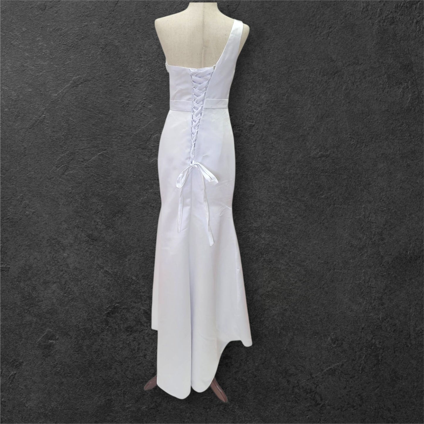 One Shoulder Satin Wedding Dress with Detachable Skirt