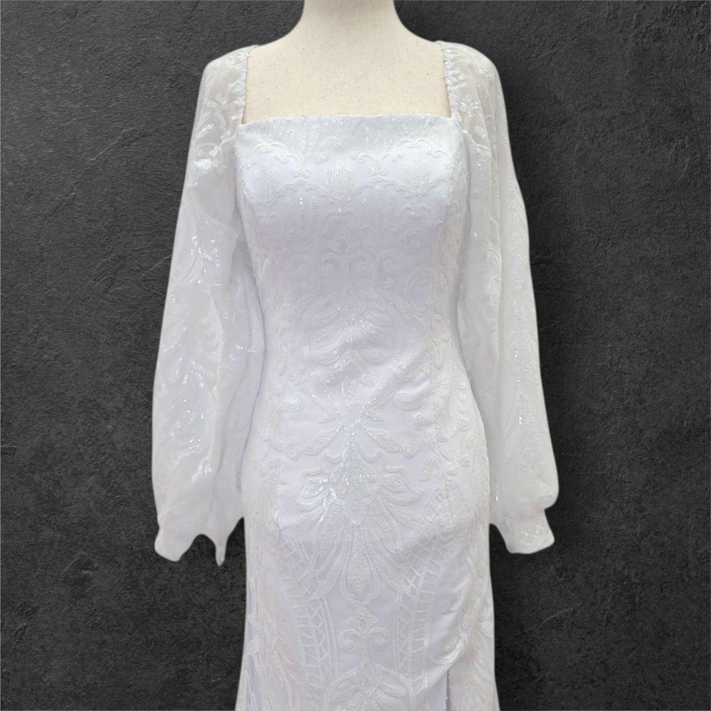 Fitted Sheath Wedding Dress with Patterned Sequins
