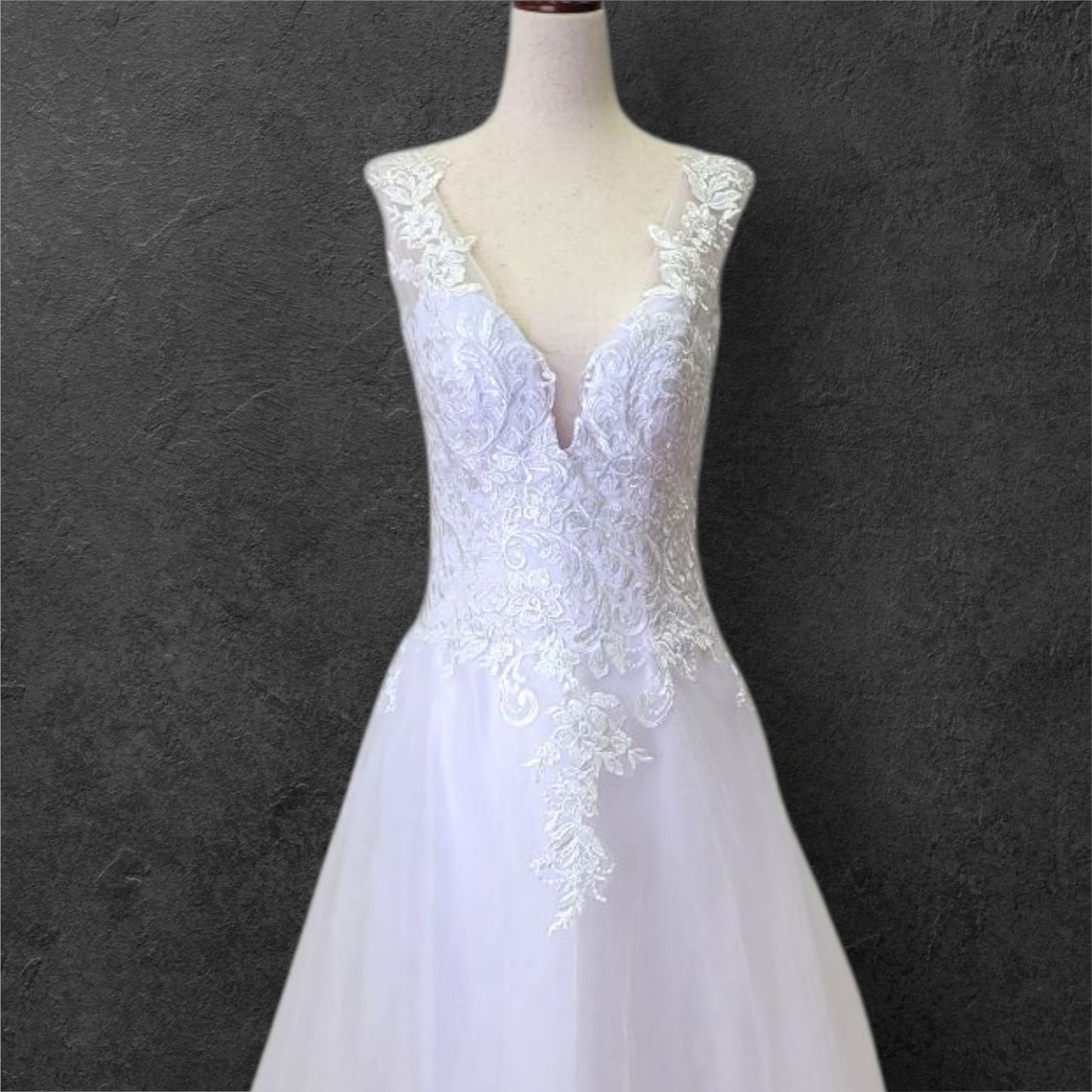 Drop Waisted A Line Wedding Dress with V Neck