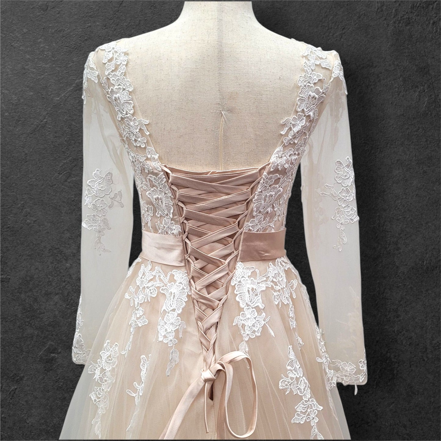 Beige Ballgown with Silver Jeweled Belt and Floral Appliques