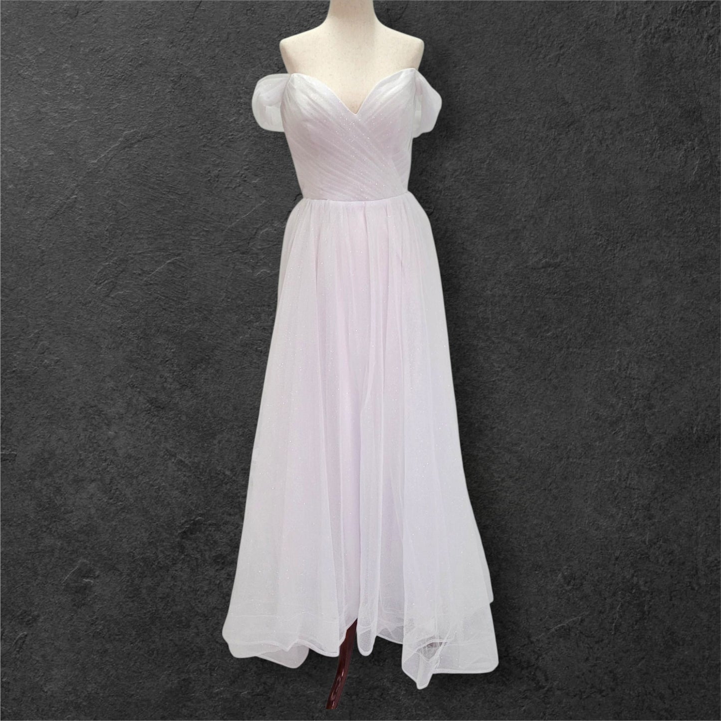 Long Sparkle Ballgown Style Wedding Dress with Off Shoulder Sleeves