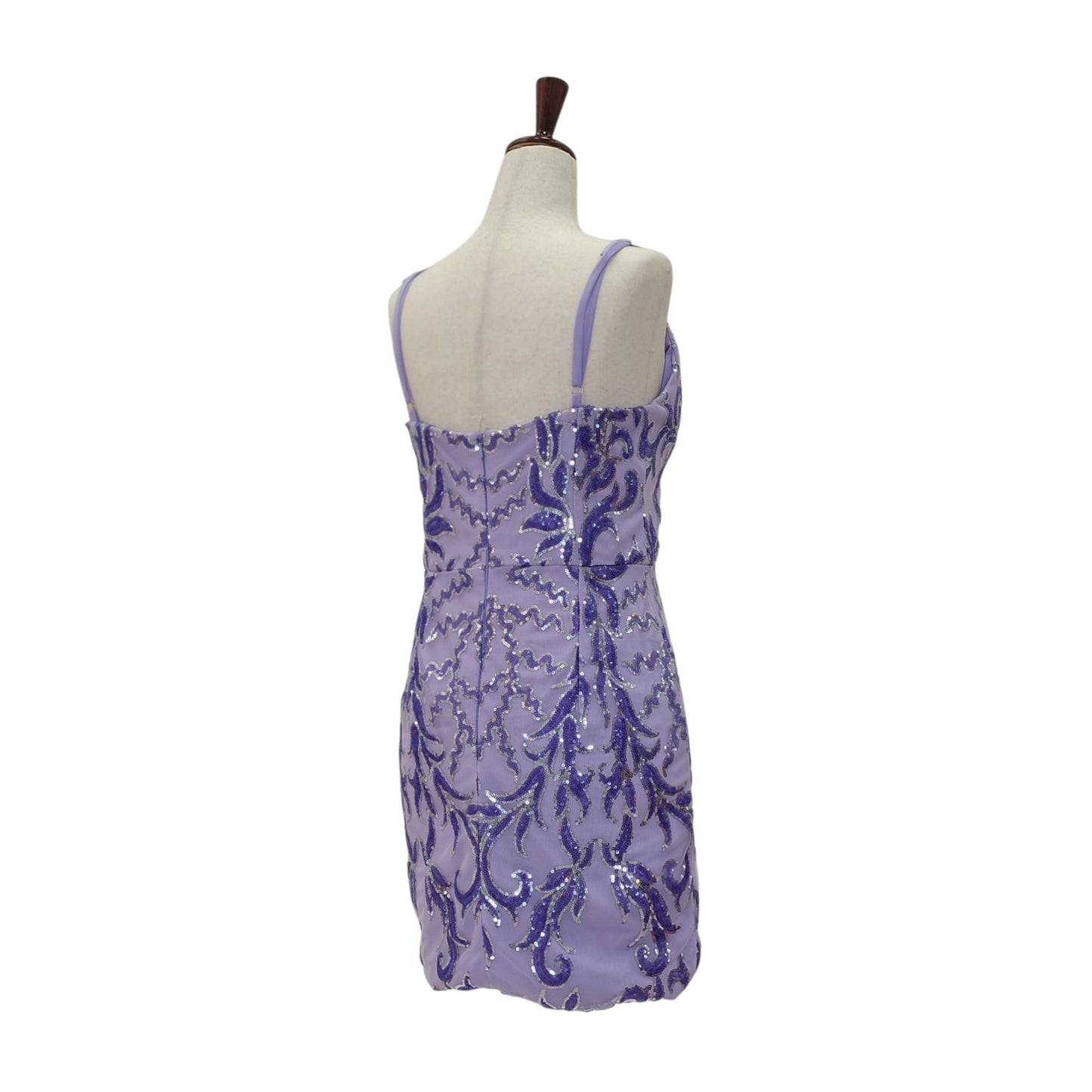 Women's Short Purple Sequin Patterned Dress