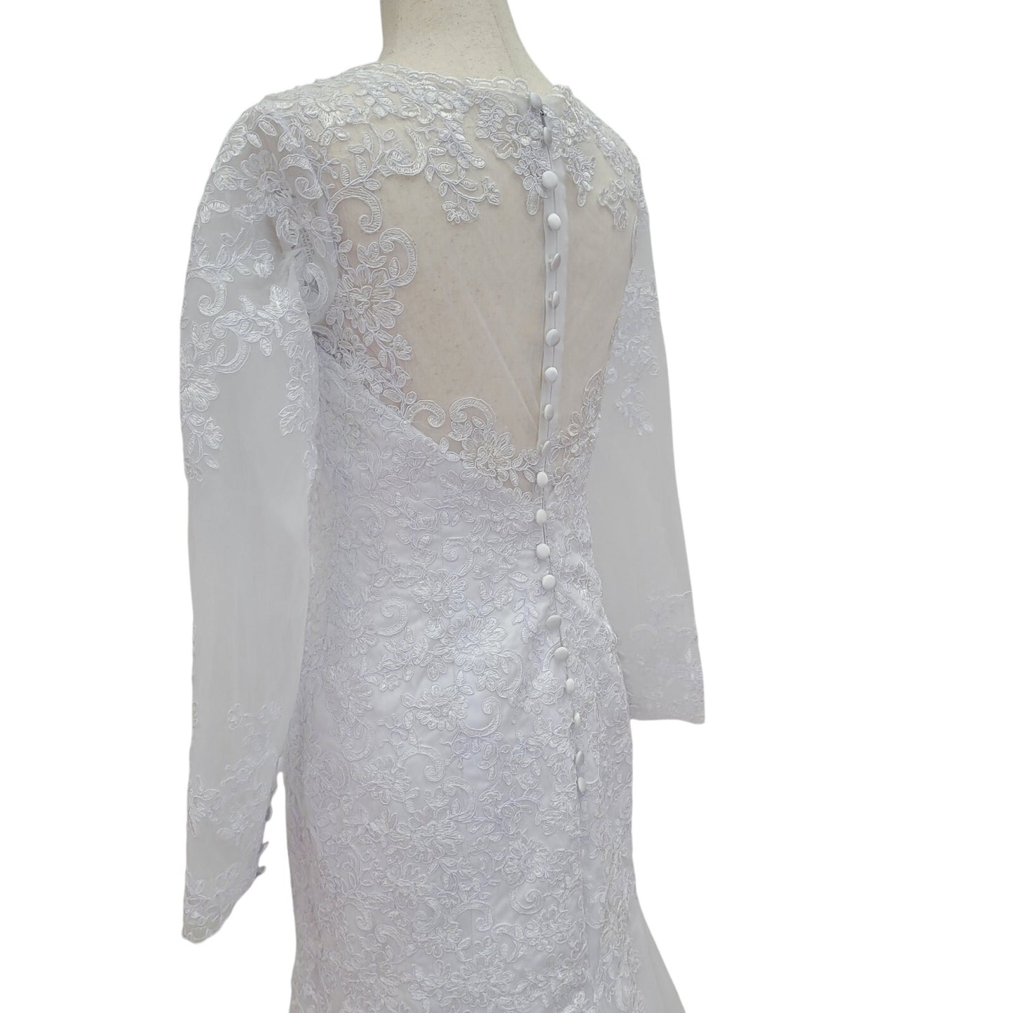 Long Sleeve Trumpet Style High Neckline Wedding Dress