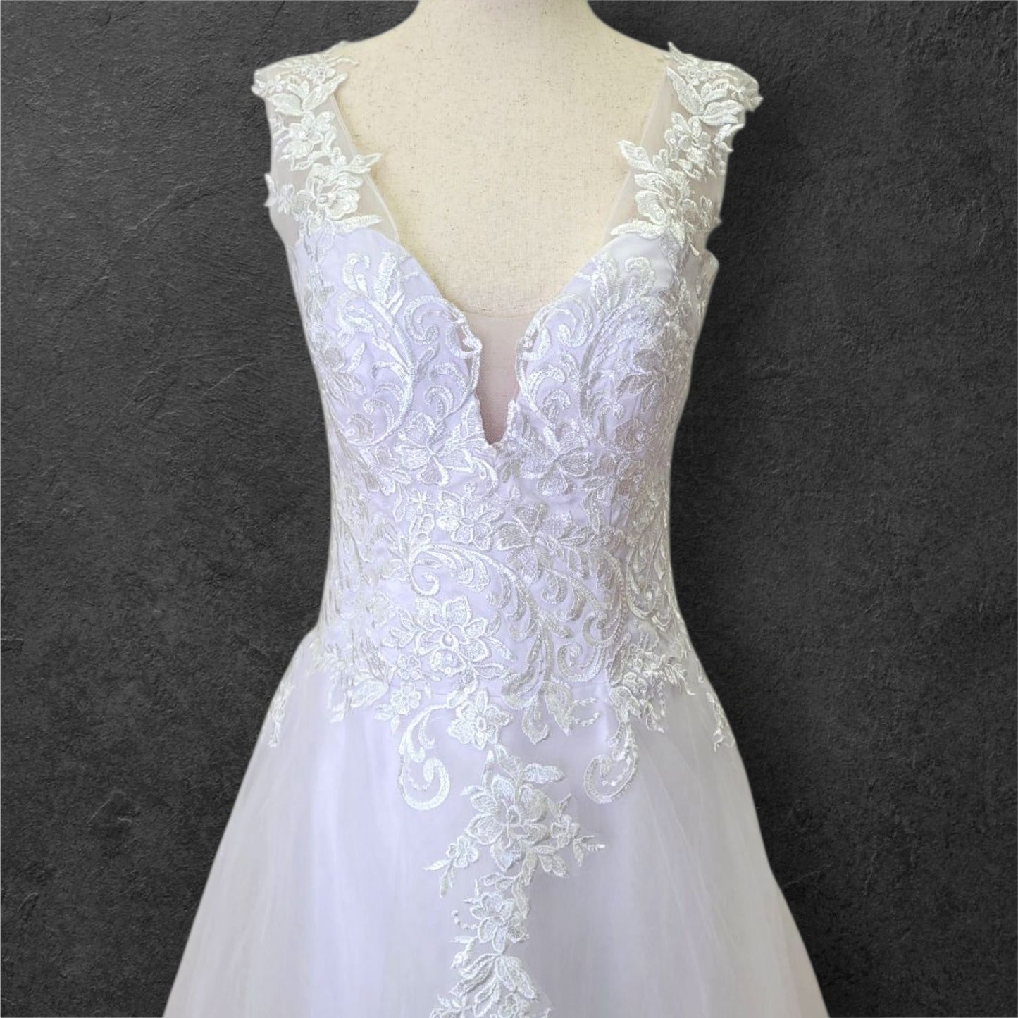 Drop Waisted A Line Wedding Dress with V Neck