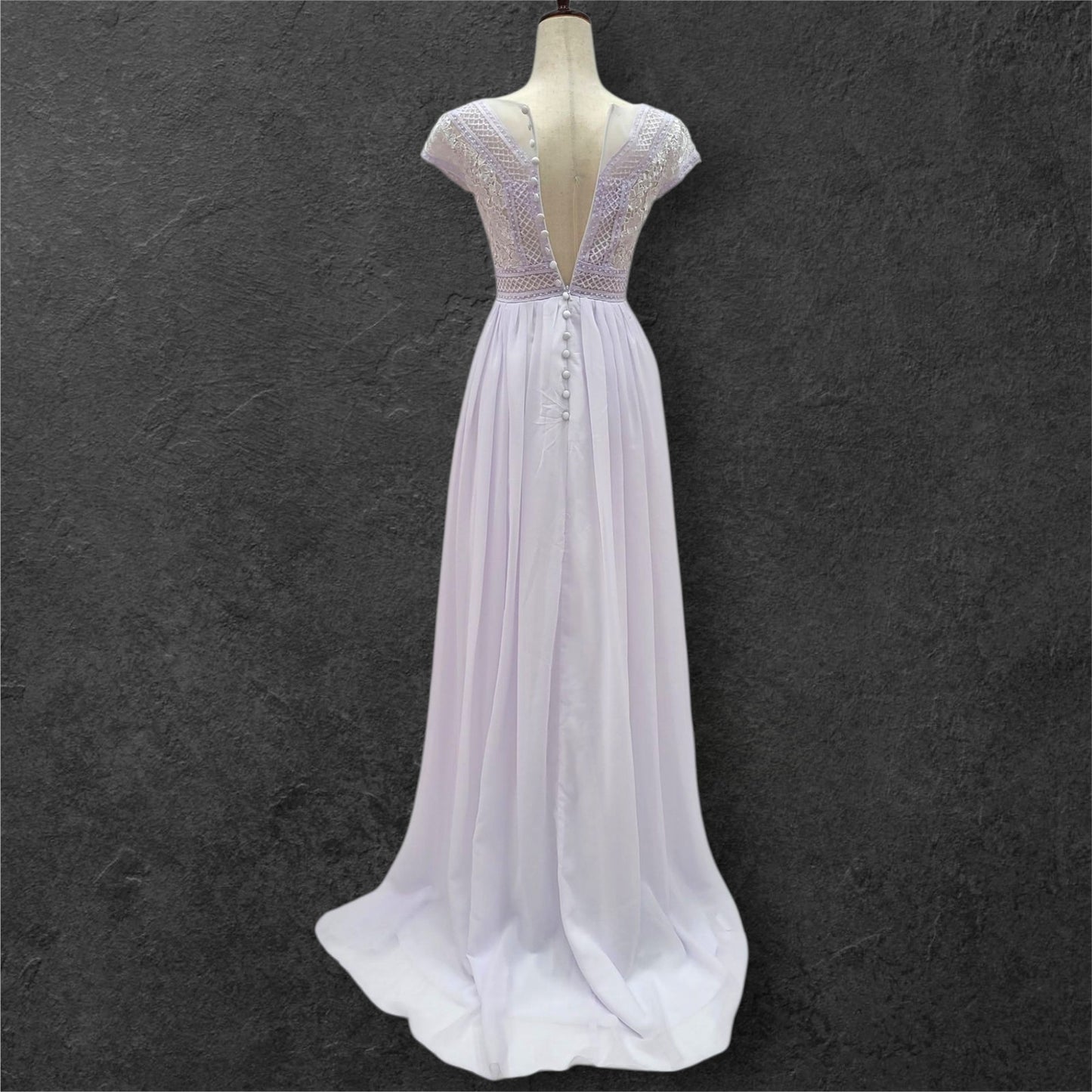 Cap Sleeve Chiffon Wedding Dress with Detailed Bodice