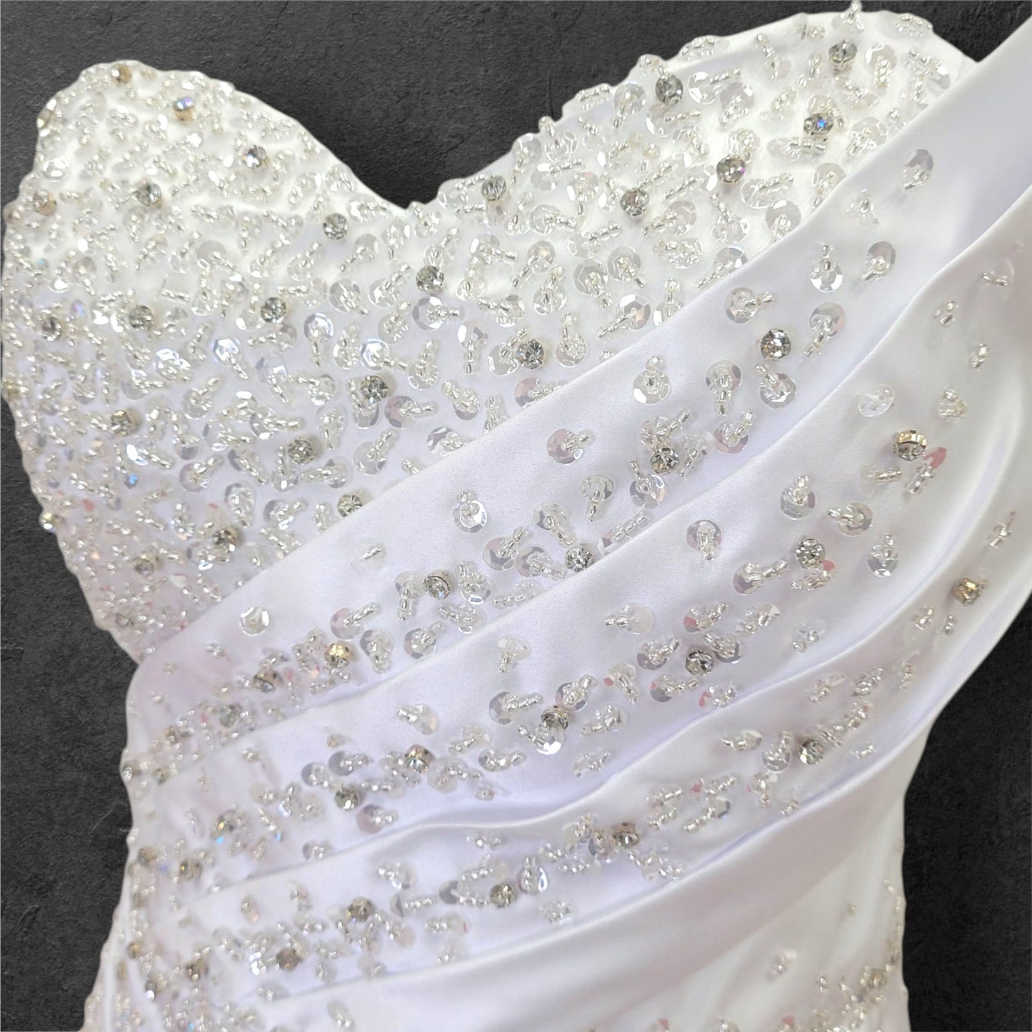 Stunning Strapless Satin Gown with Detachable Skirt