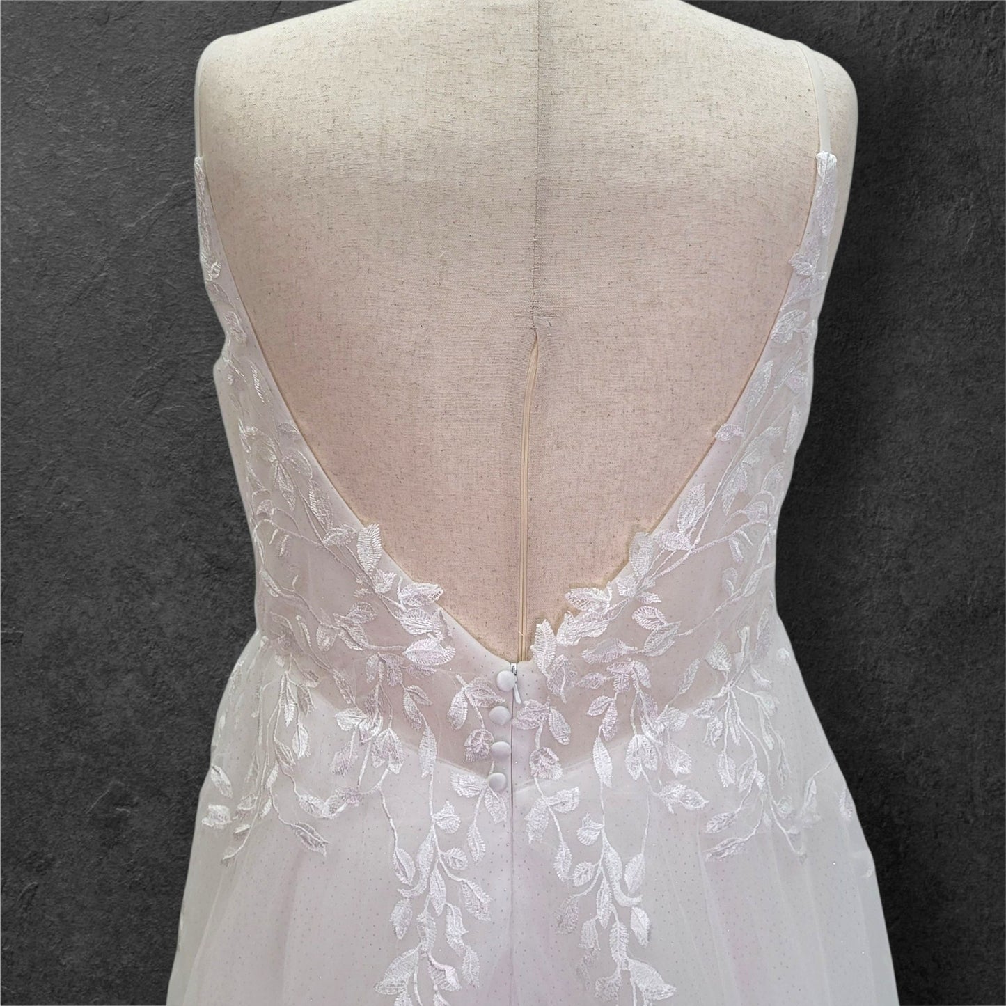Tulle A Line Wedding Dress with Low Back and Sparkle Throughout