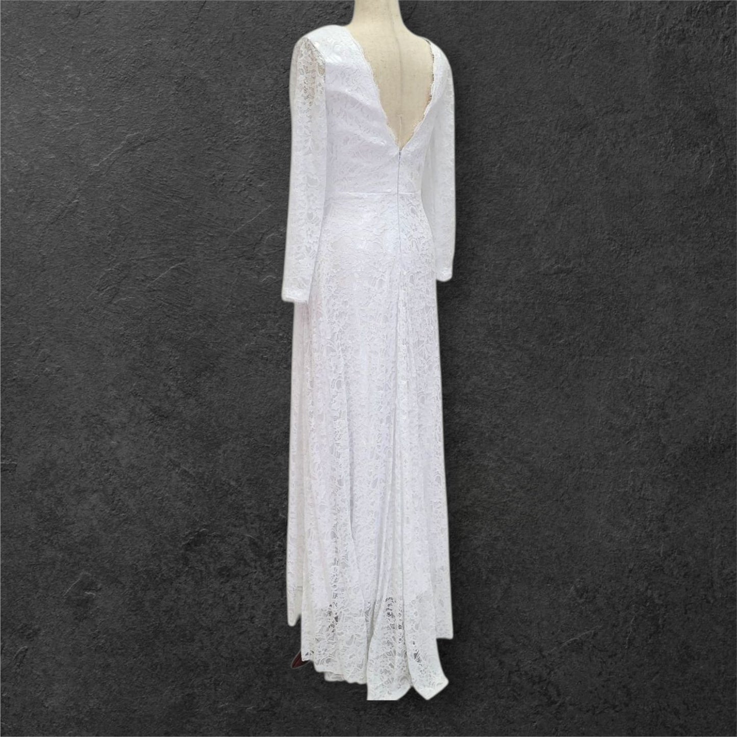 Wrap Style Long Sleeve Lace Wedding Dress with V Neck Bodice
