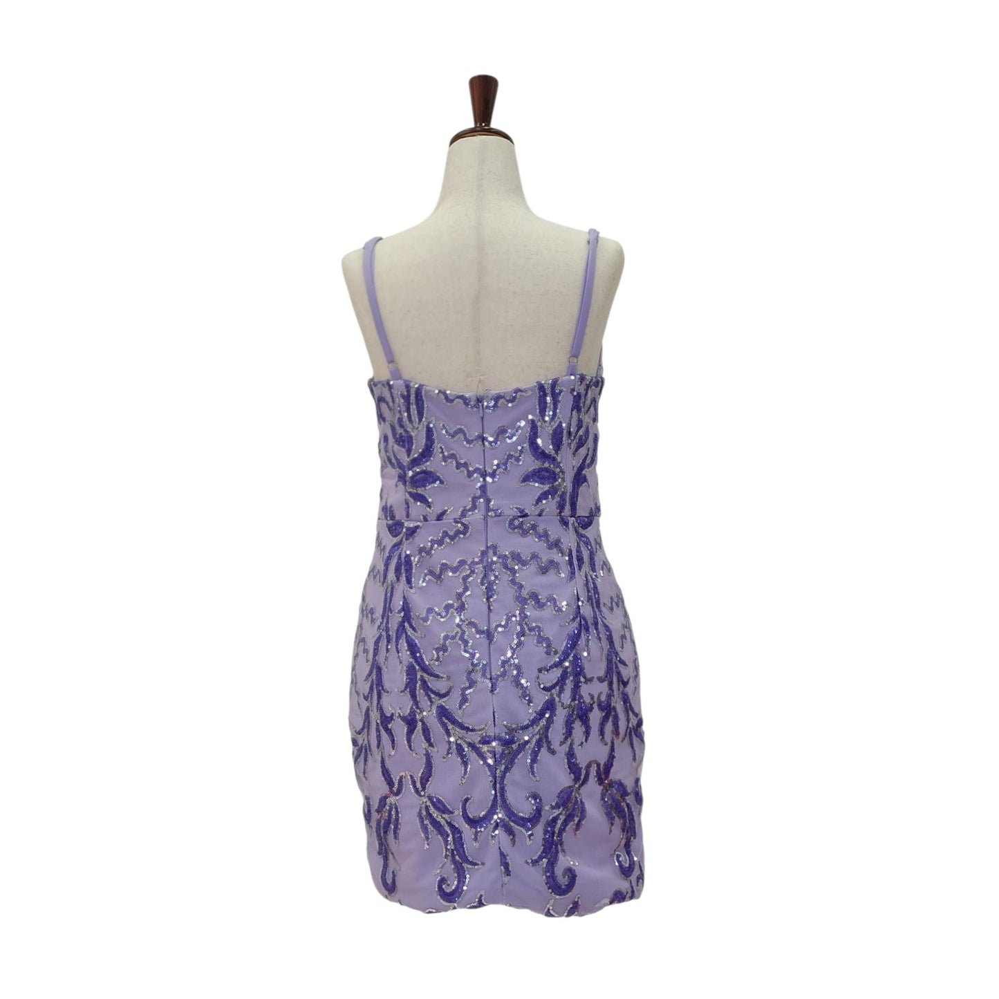 Women's Short Purple Sequin Patterned Dress