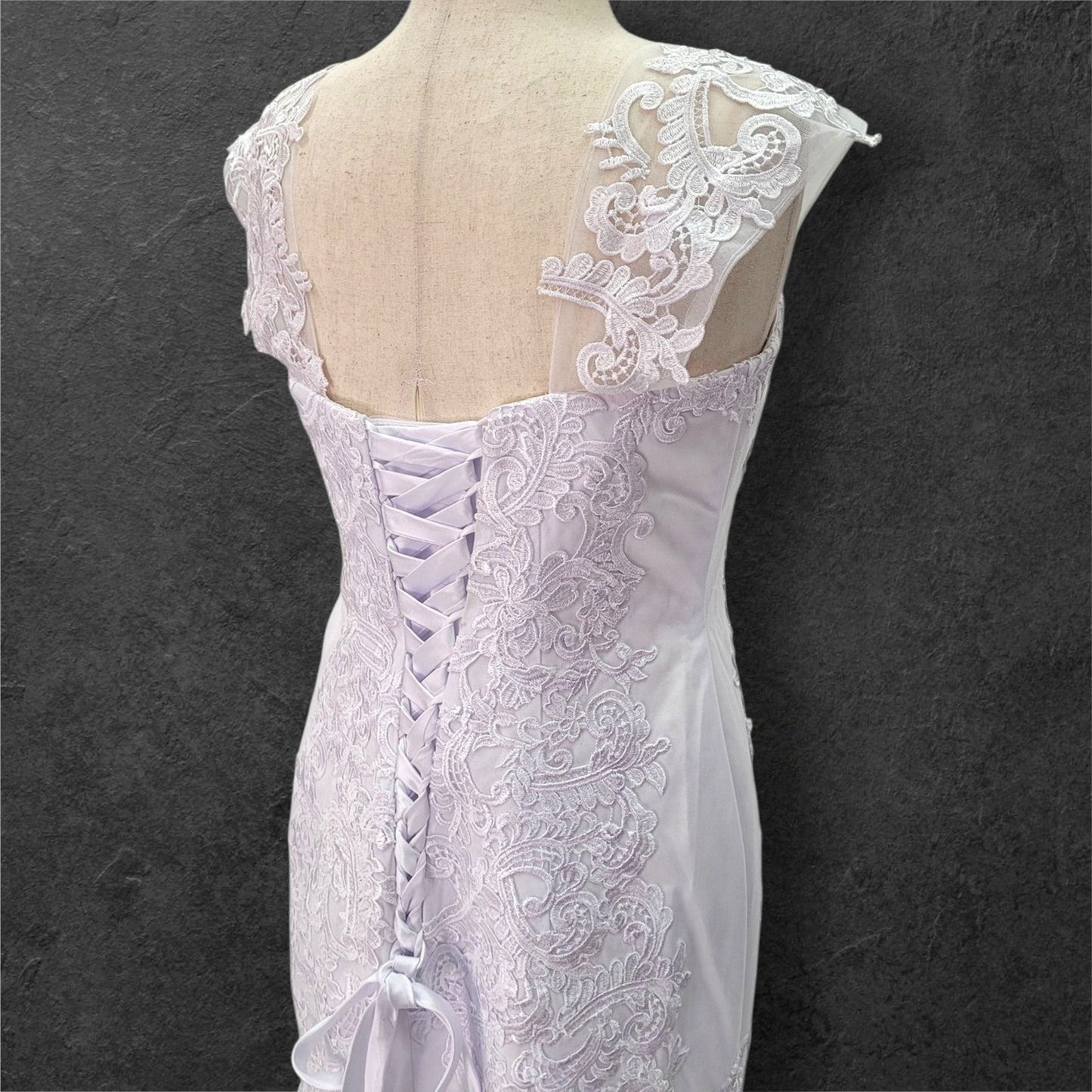 Fit n Flair Wedding Dress with Deep Sweetheart Neckline and Wide Sleeves
