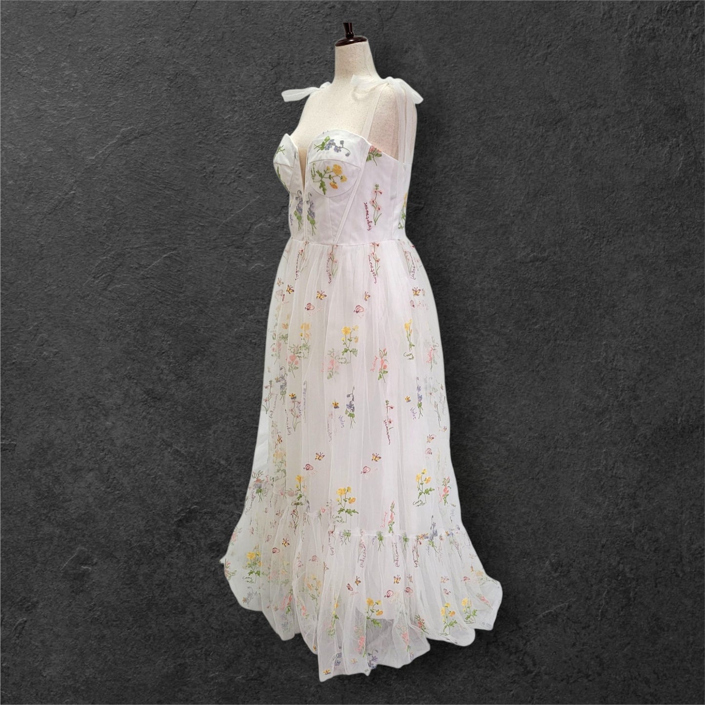 Colorful Floral Embroidered Wedding Dress with Sweetheart Neckline