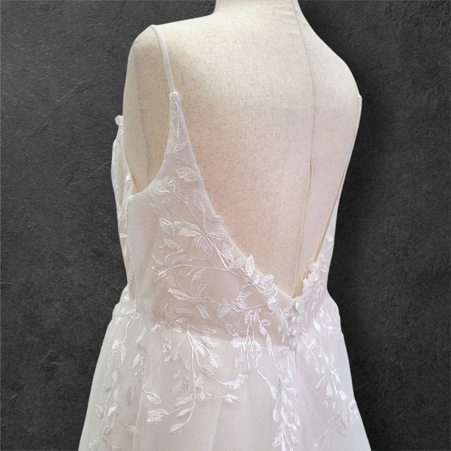 Tulle A Line Wedding Dress with Low Back and Sparkle Throughout