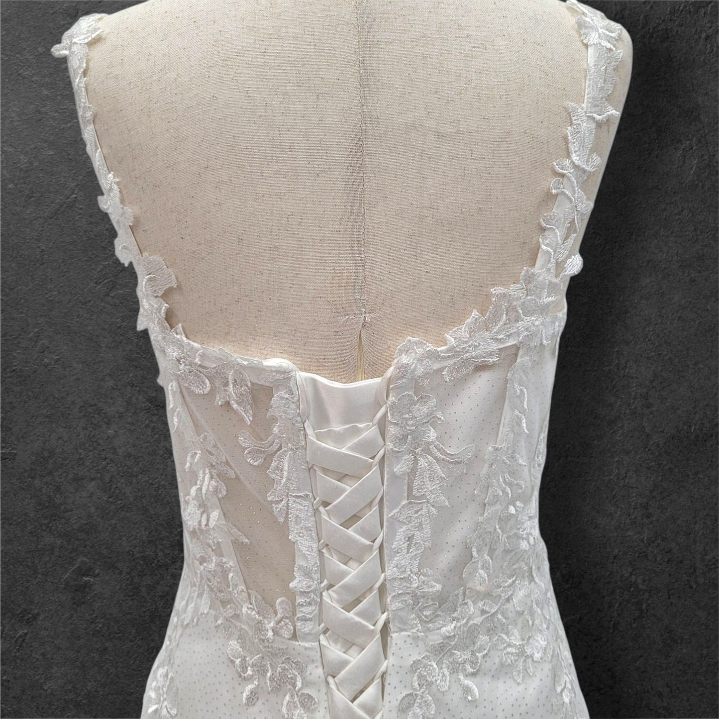 Trumpet Style Wedding Dress with Floral Appliques and Corset Back