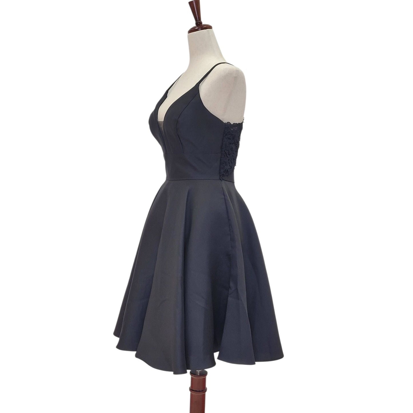 Black Cocktail Dress with Lace Back and Cutout