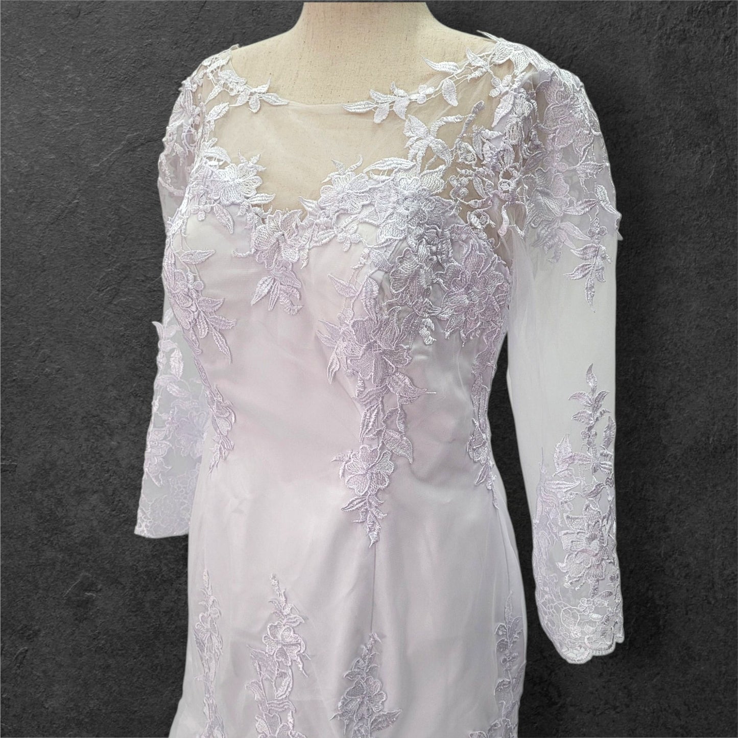 Long Sleeve Fit n Flair Wedding Dress with Zipper High Back Mesh Design