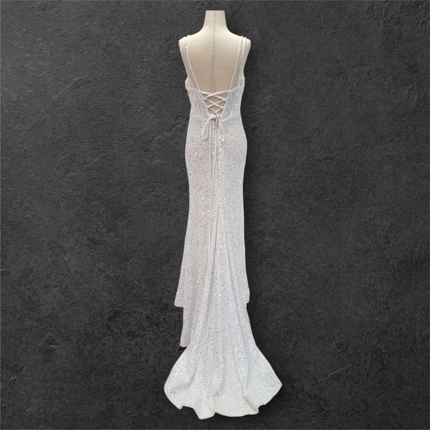 Stunning White Gown with Iridescent Sequins and Train