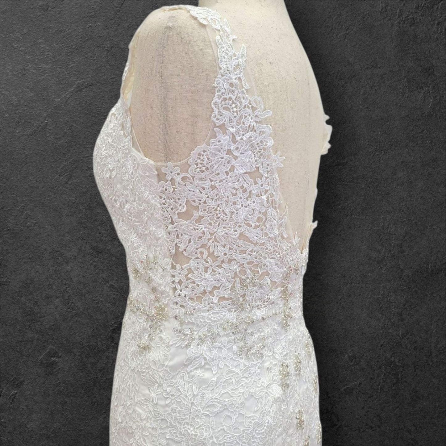 Elegant Fitted Wedding Dress with Low V-Back