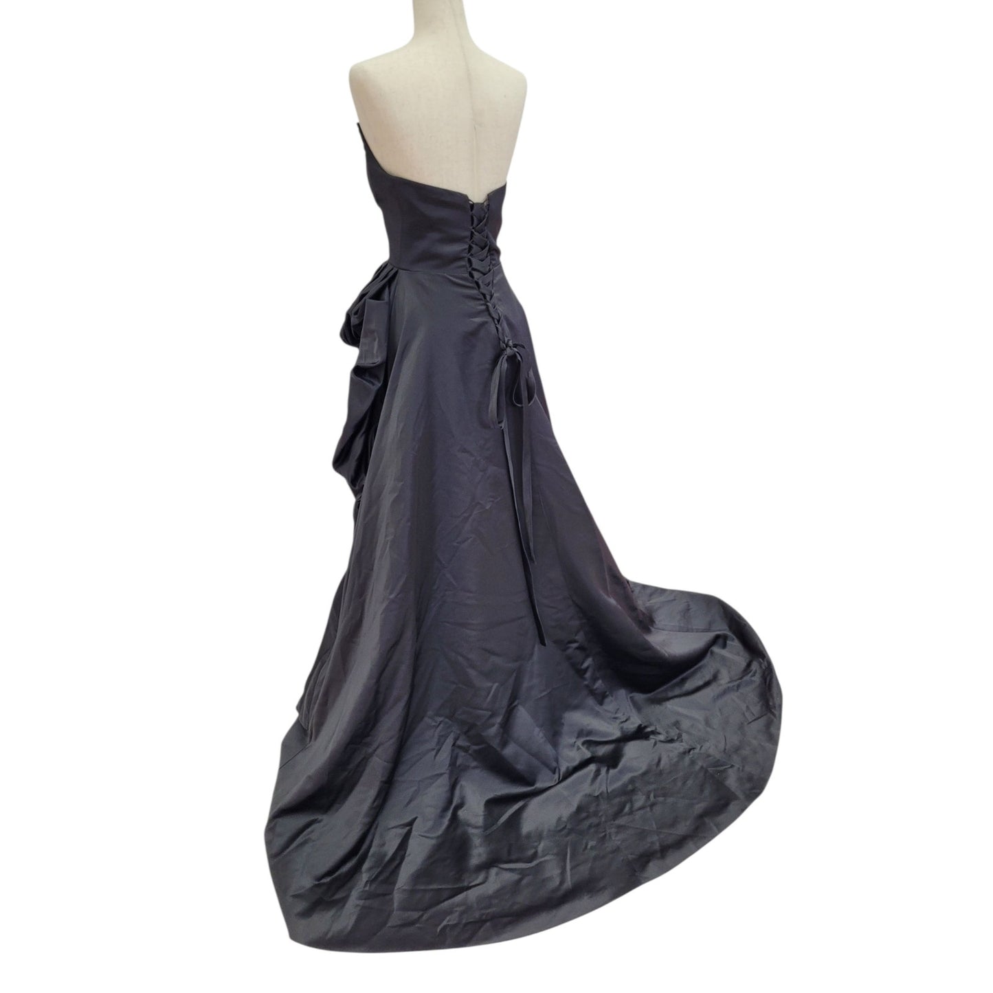 Stunning Strapless Black Satin Ball Gown with Pickups