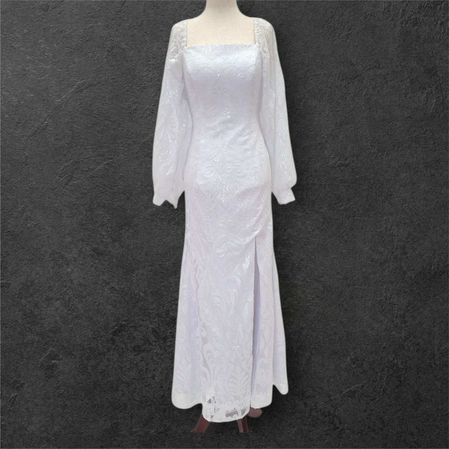 Fitted Sheath Wedding Dress with Patterned Sequins