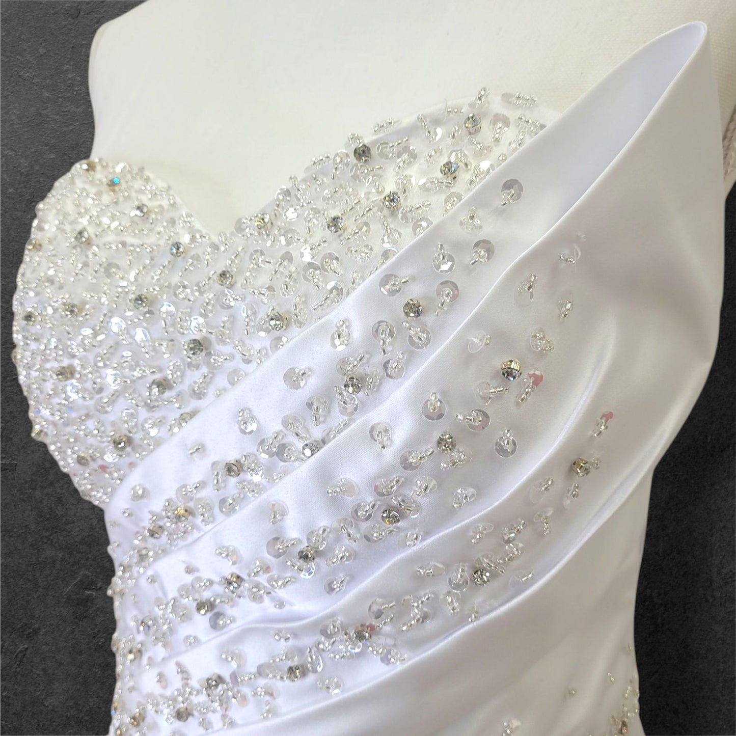 Stunning Strapless Satin Gown with Detachable Skirt