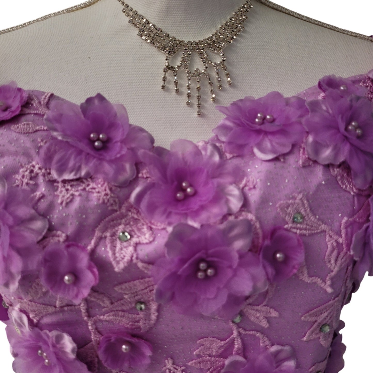 Women's Lilac Short Flower Off Shoulder Dress