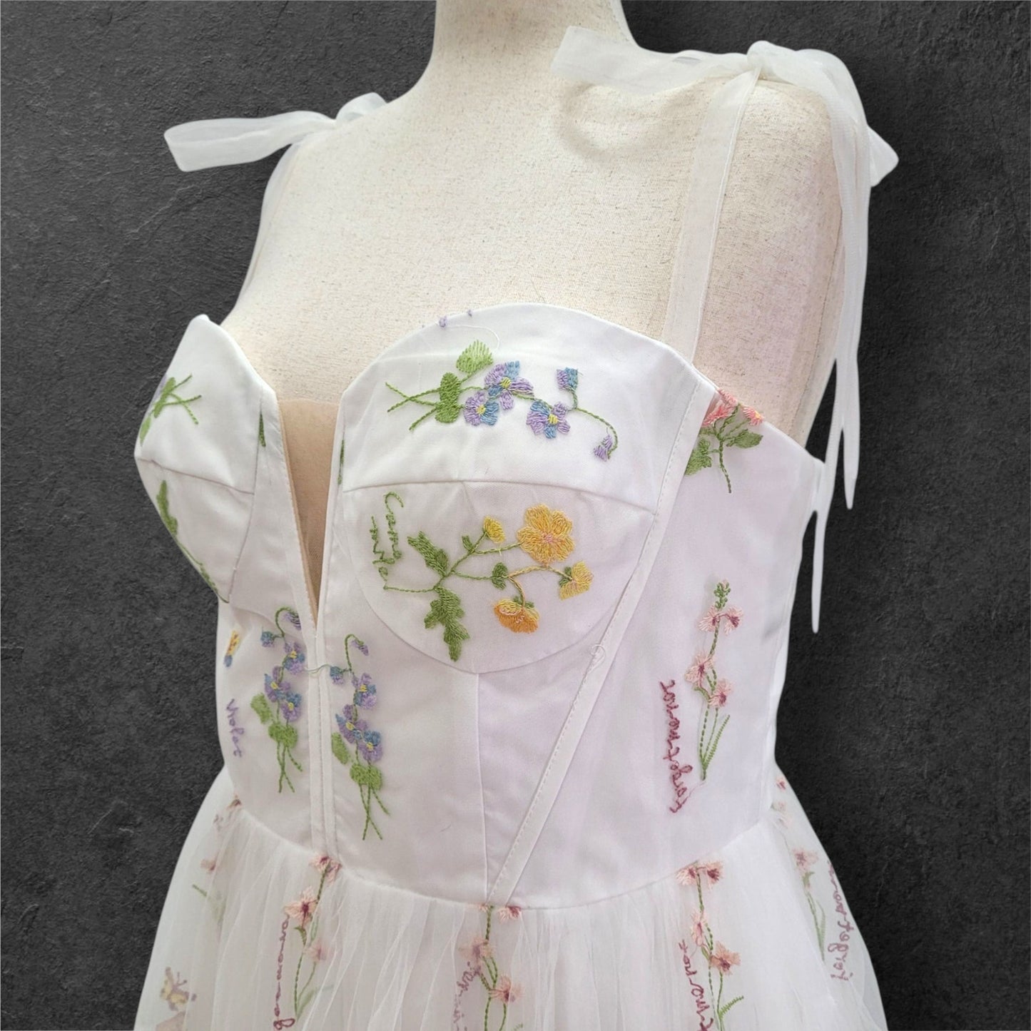 Colorful Floral Embroidered Wedding Dress with Sweetheart Neckline
