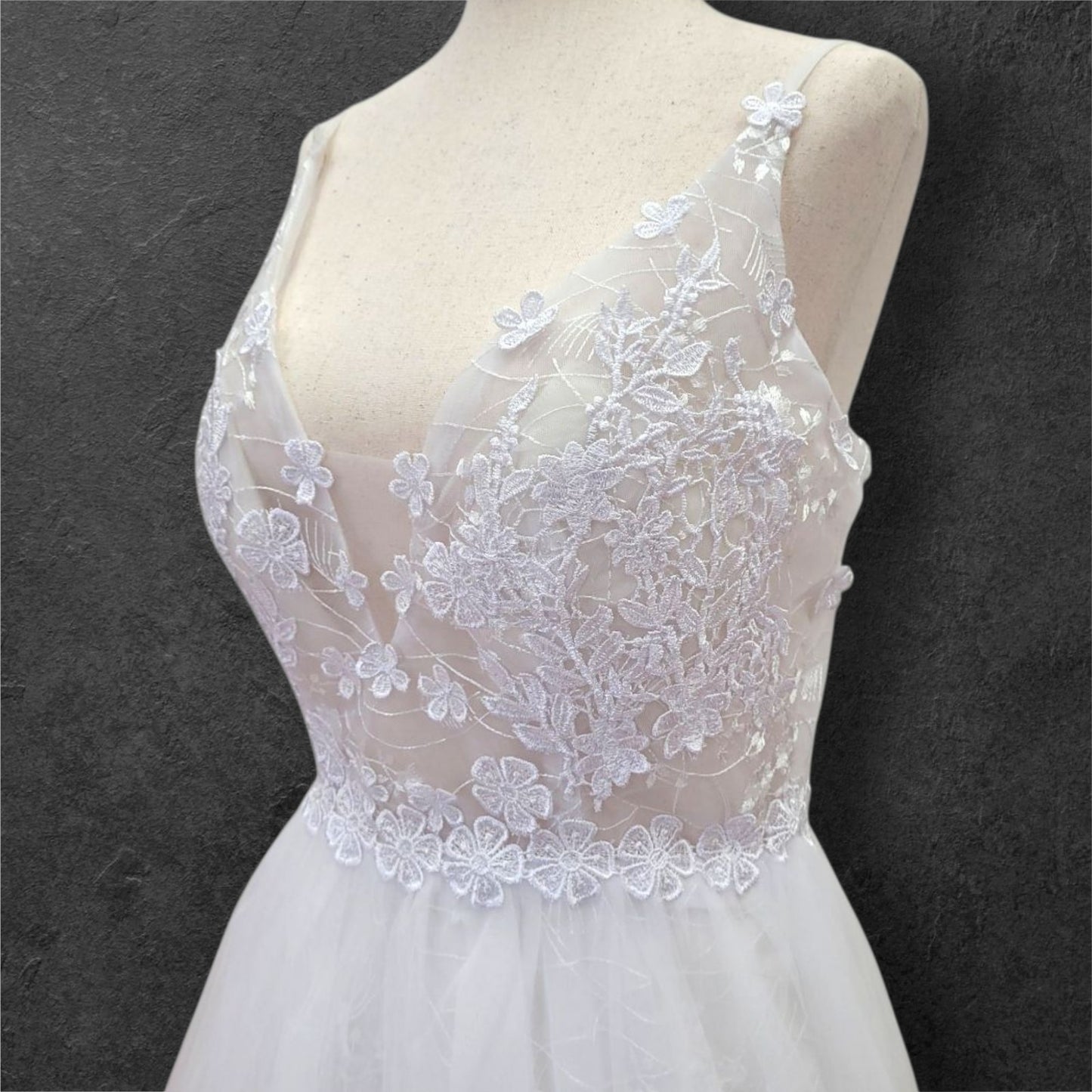 Floral V-Neck Wedding Dress