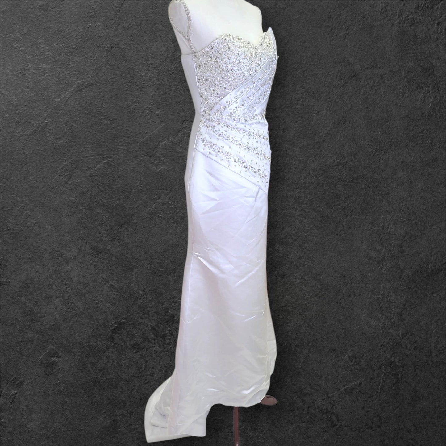 Stunning Strapless Satin Gown with Detachable Skirt